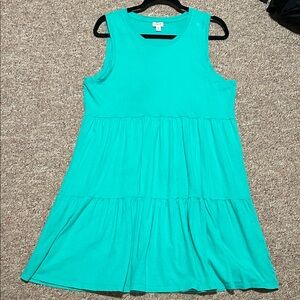 J. Crew Teal Sleeveless Tiered Dress